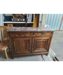 BUFFET EN NOYER PLATEAU MARBRE 