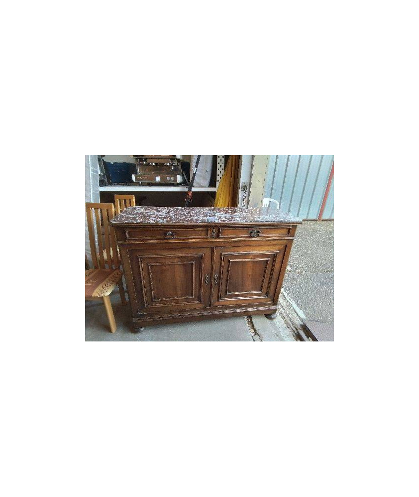 BUFFET EN NOYER PLATEAU MARBRE 