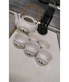 THEIERE CHATS SANS COUVERCLE + 5 TASSES