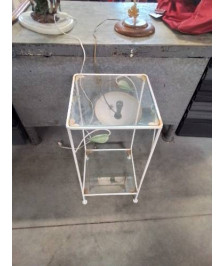 CONSOLE METAL AUX FEUILLES 2 PLATEAUX VERRE