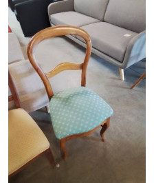 CHAISE BOIS CLAIR ASSISE  TISSU VERT NAPOLÉON III