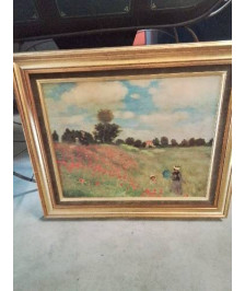 REPRODUCTION LES COQUELICOTS CLAUDE MONET CADRE MOULURÉ DORÉ 