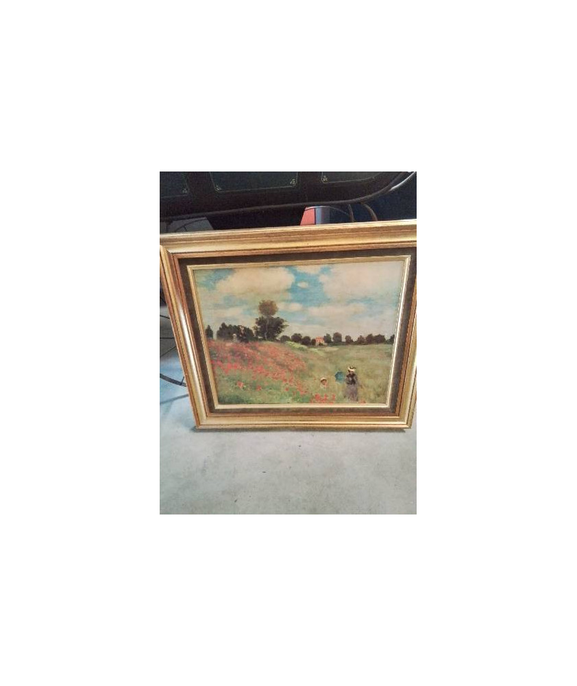 REPRODUCTION LES COQUELICOTS CLAUDE MONET CADRE MOULURÉ DORÉ 