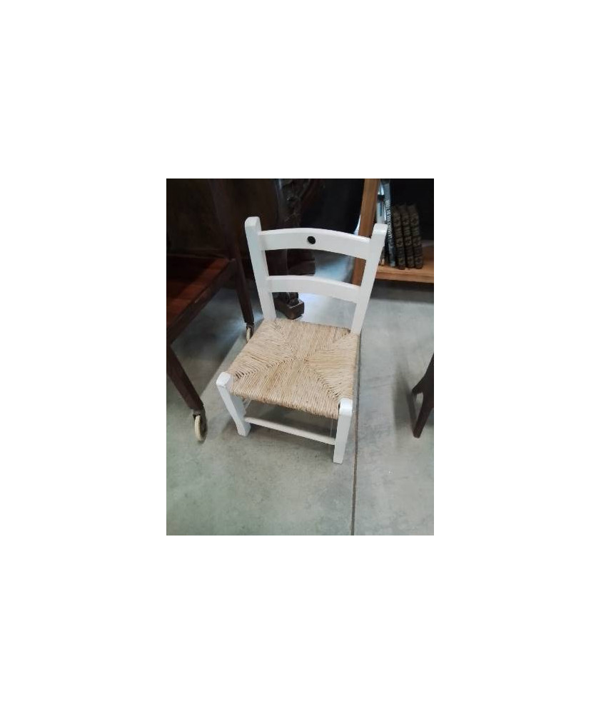 CHAISE ENFANT BOIS BLANC ASSISE PAILLÉ 