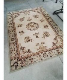 TAPIS LAINE SAINT MACLOU ECRU MARRON VERT 140X200CM