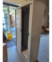 ARMOIRE METTALIQUE GRISE 2 PORTES COULISSANTES 198X120X144CM
