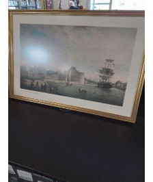 GRAVURE L\'ENTRÉE DU PORT DU HAVRE  VERS 1860