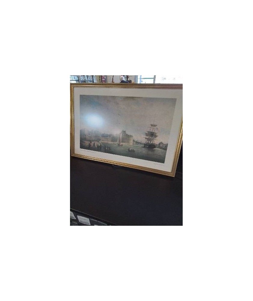 GRAVURE L\'ENTRÉE DU PORT DU HAVRE  VERS 1860