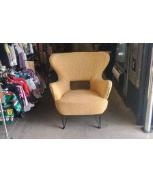 FAUTEUIL CONTEMPORAIN- JAUNE - PIED MÉTAL 