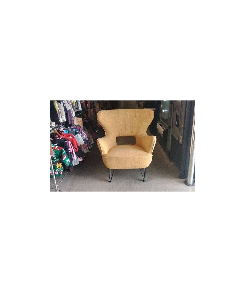 FAUTEUIL CONTEMPORAIN- JAUNE - PIED MÉTAL 
