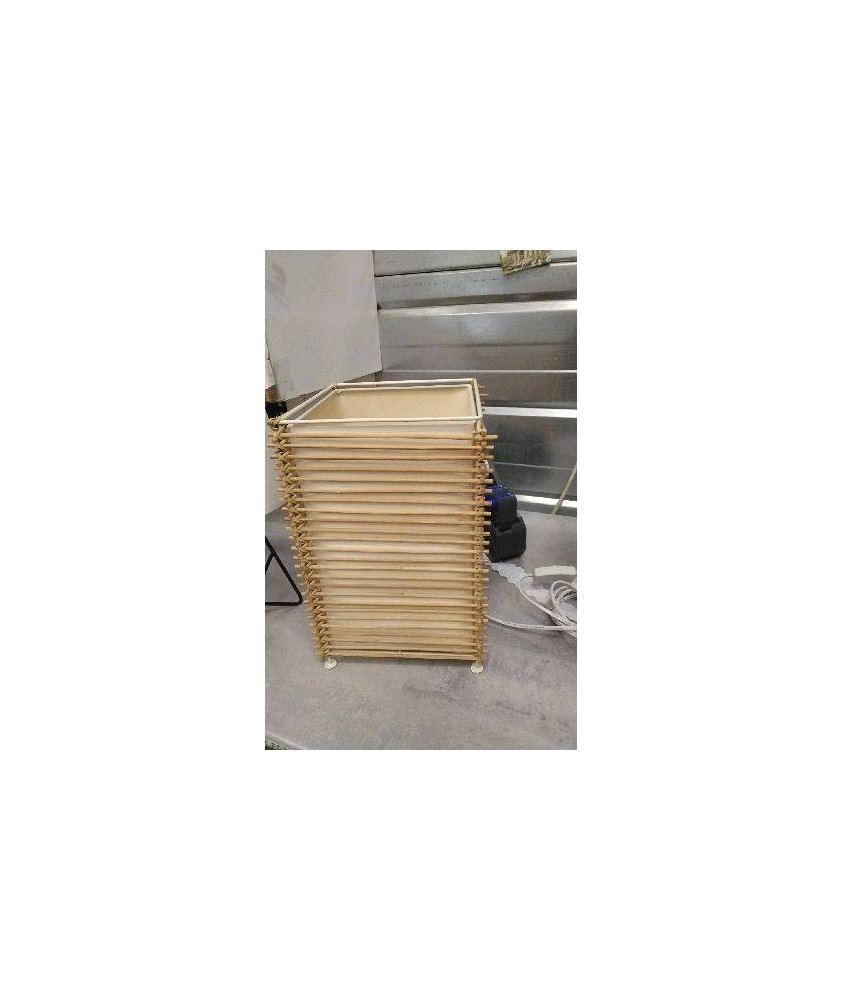 LAMPE A POSER CARREE BOIS TISSU 
