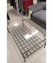 TABLE BASSE METAL VERRE - 112X63CM
