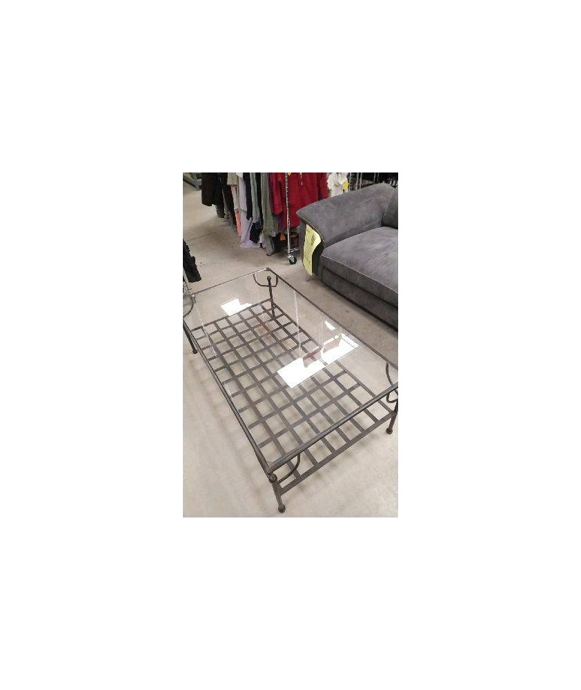 TABLE BASSE METAL VERRE - 112X63CM