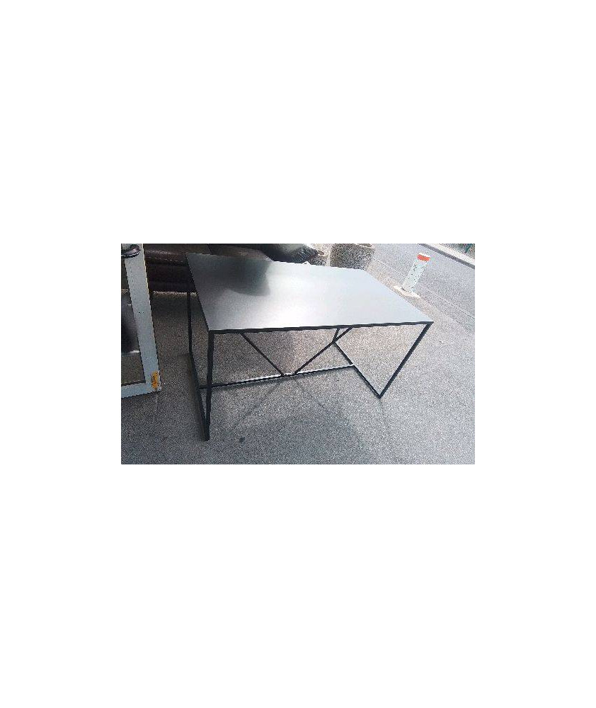 TABLE NOIRE METAL 140X80