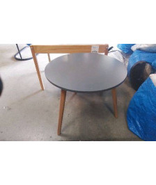 TABLE BASSE RONDE GRISE PIEDS BOIS 