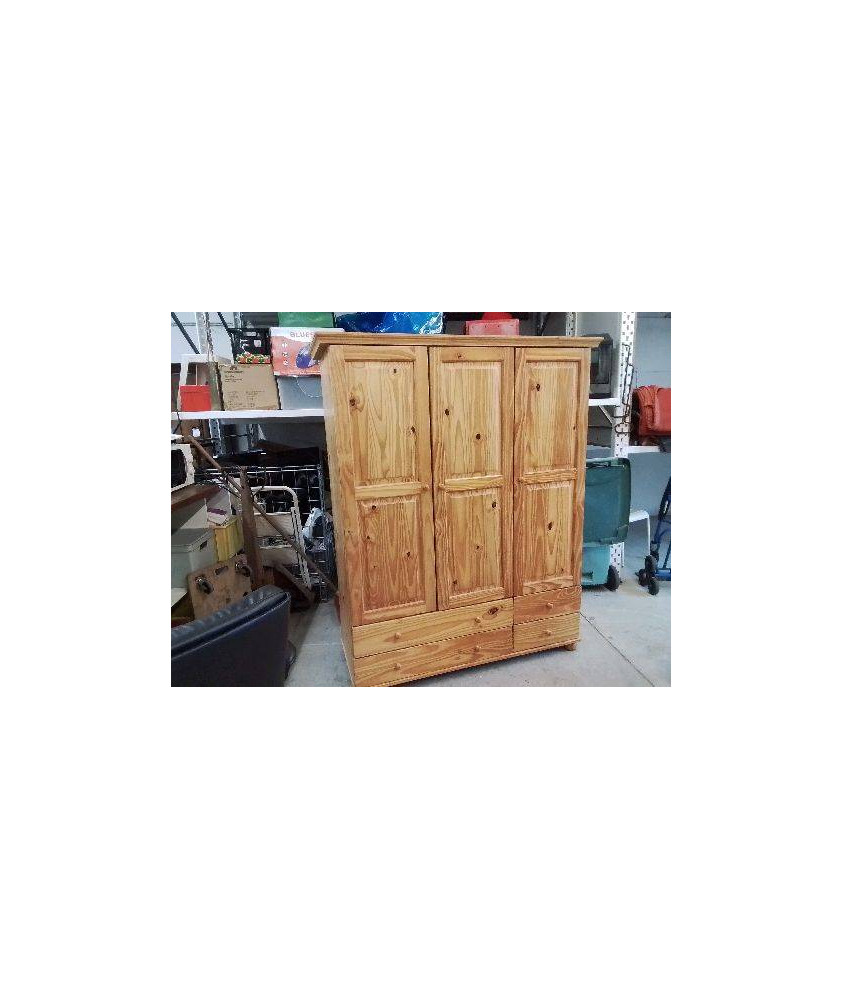 PETITE ARMOIRE EN PIN 3 PORTES/4TIROIRS