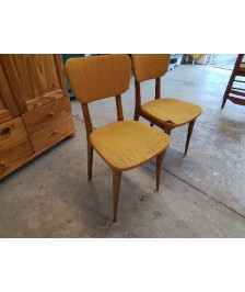 CHAISE EN TISSUS DORÉ DESIGN SCANDINAVE ANNEE 60
