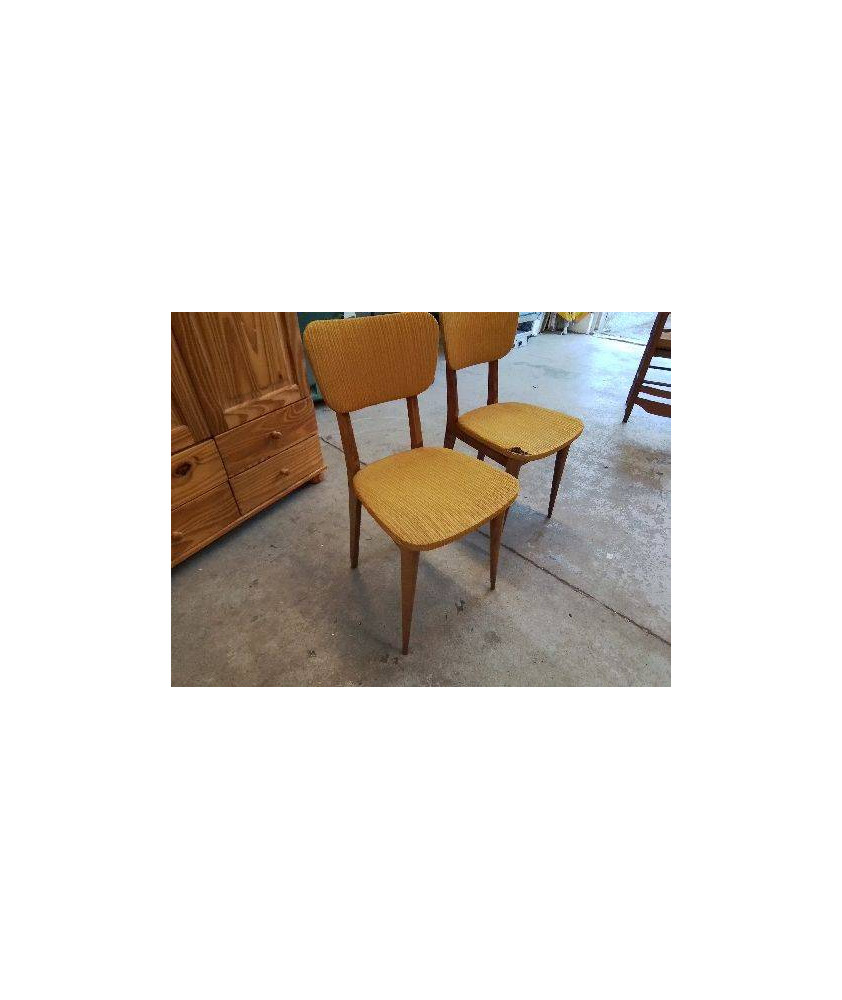 CHAISE EN TISSUS DORÉ DESIGN SCANDINAVE ANNEE 60