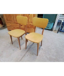 CHAISE EN TISSUS DORÉ DESIGN SCANDINAVE ANNEE 60 ETAT MOYEN