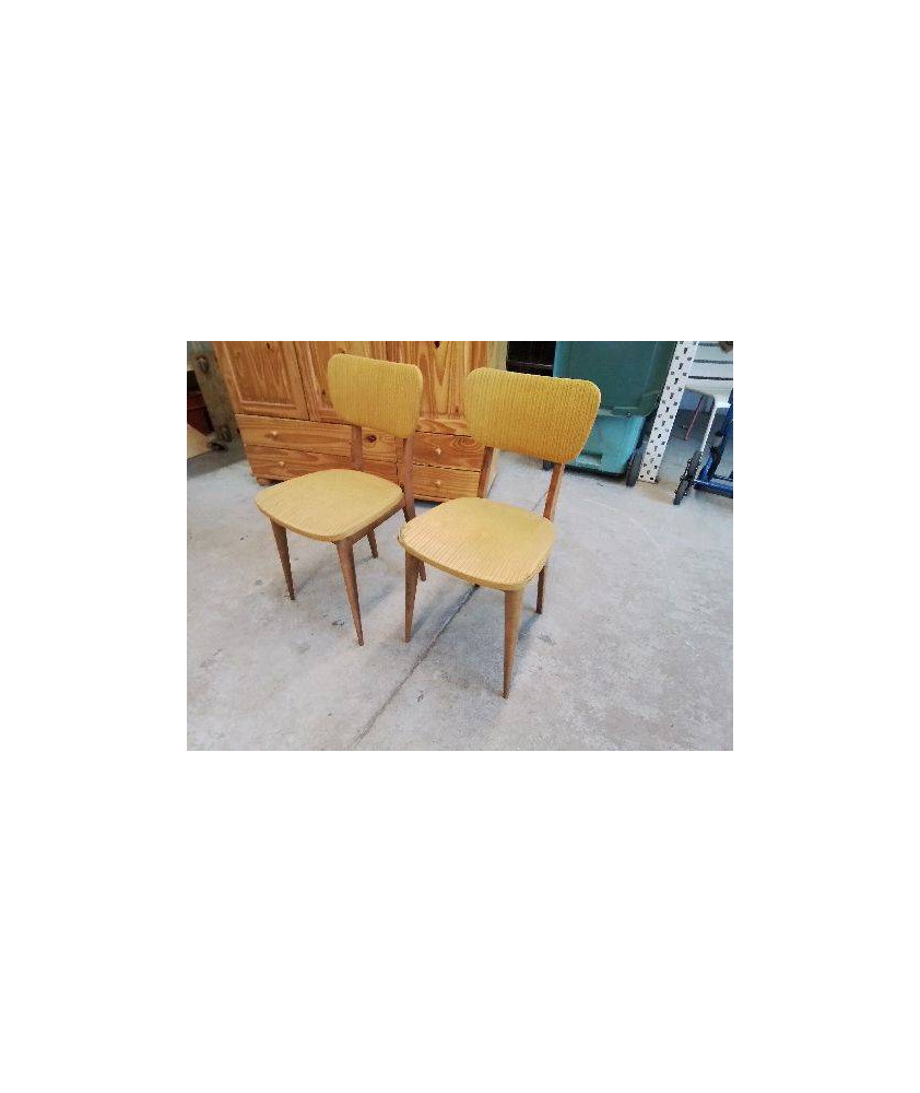 CHAISE EN TISSUS DORÉ DESIGN SCANDINAVE ANNEE 60 ETAT MOYEN