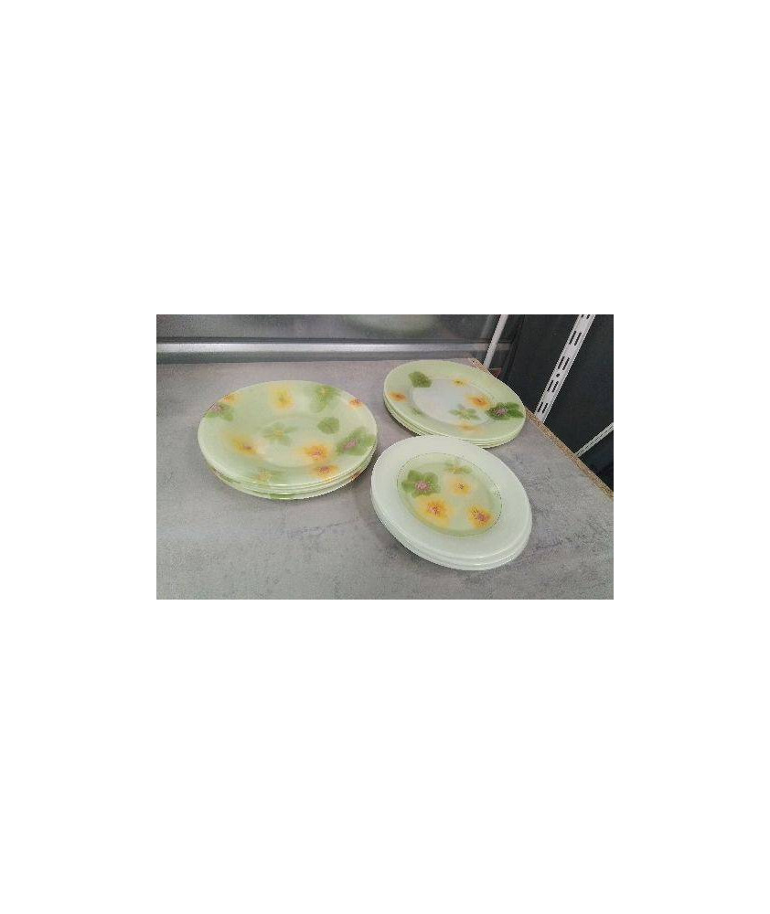 ASSIETTES VERTES EN VERRE 