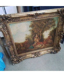 HUILE SUR TOILE ANCIENNE CADRE DORÉ EN L’ETAT