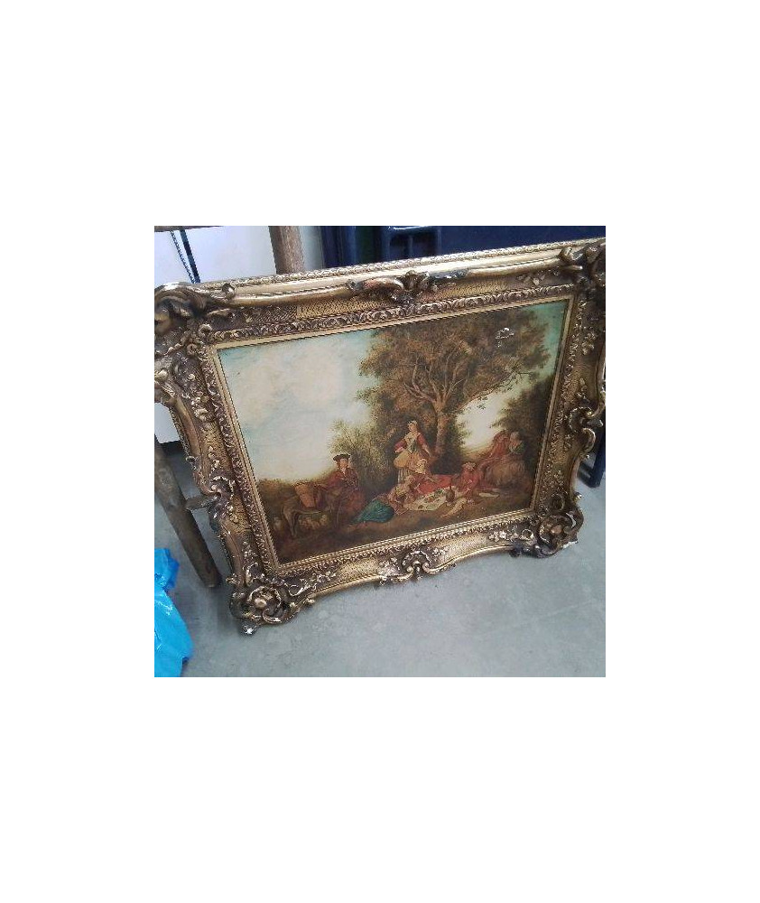 HUILE SUR TOILE ANCIENNE CADRE DORÉ EN L’ETAT