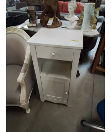 MEUBLE BOIS BLANC 1 TIROIR 1 NICHE 1 PORTE 