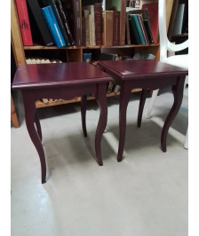 CONSOLE CARRÉE BOIS BORDEAUX PIEDS GALBES STYLE RÉGENCE