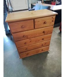 COMMODE HAUTE PIN 6 TIROIRS 