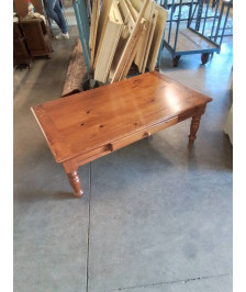 TABLE BASSE BOIS 1 TIROIR CLAIR PIEDS TOURNÉS 