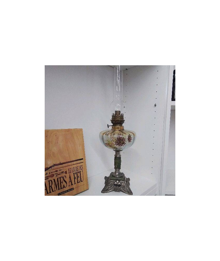 LAMPE A PETROLE DECOR FLEURS
