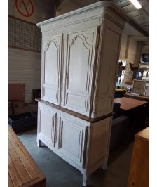 BUFFET 2 CORPS BOIS MOULURÉ PEINT BLANC 4 PORTES STYLE RÉGENCE FIN XIXE 
