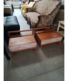 ENSEMBLE EN TECK LIT 180X200CM + 2 CHEVETS 1 TIROIR + 1 COMMODE 3 TIROIRS 