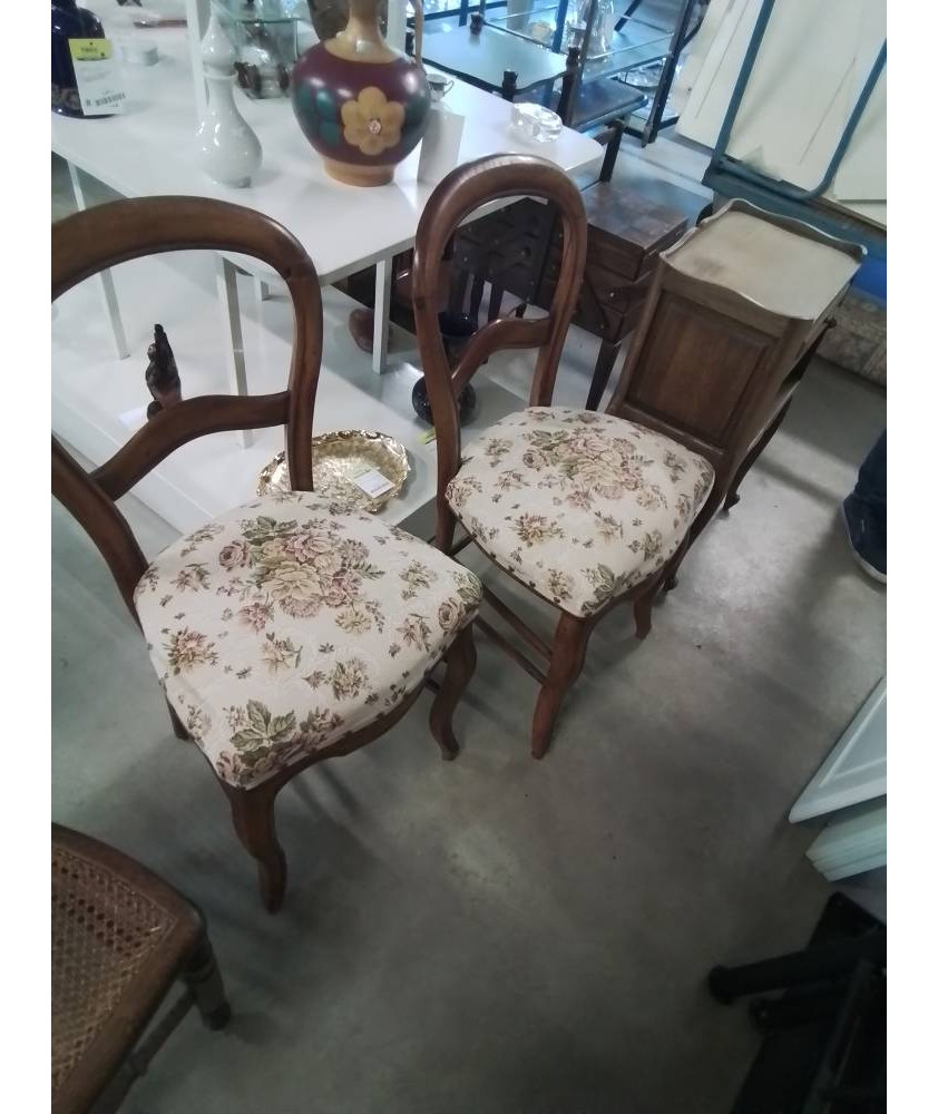  CHAISE NAPOLÉON III ASSISE TISSU FLEURI 