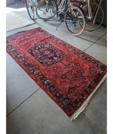 TAPIS LAINE FAIT MAIN IRAN ROUGE BLEU ORANGÉ 210X114CM