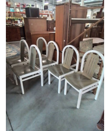 6 CHAISES BAUMANN ARGOS BOIS PEINT BLANC ASSISE ET DOSSIER VERT ANNÉES 80