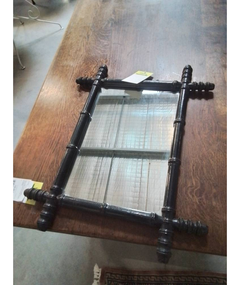 MIROIR RECTANGULAIRE FAUX BAMBOU BOIS NOIRCI NAPOLÉON III