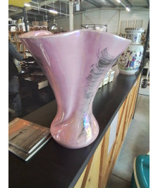VASE COROLLE CÉRAMIQUE ROSE 30CM