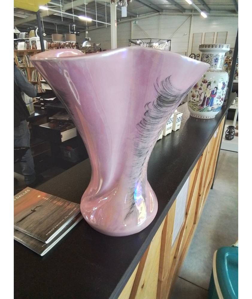 VASE COROLLE CÉRAMIQUE ROSE 30CM