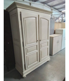 ARMOIRE LINGERE PENDERIE BOIS BLANC MOULURÉ 2 PORTES