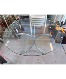 TABLE RONDE EN VERRE PIED CENTRAL 