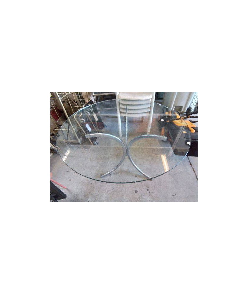 TABLE RONDE EN VERRE PIED CENTRAL 