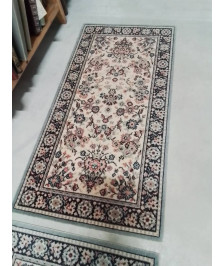 TAPIS LAINE ECRU VERT ROSE 60X120CM