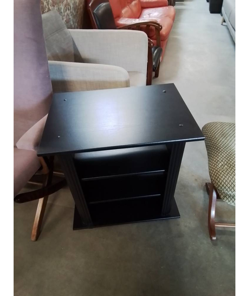 MEUBLE TV BOIS NOIR WENGÉ A ROULETTES 3 NICHES 