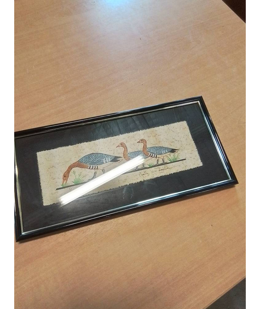 TABLEAU OIES  CADRE BOIS NOIR LAQUÉ 