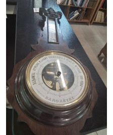 BAROMETRE THERMOMETRE AU MERCURE BOIS MOULURE XIXE