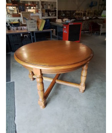 TABLE RONDE BOIS CLAIR A ENTRETOISE 120CM 2RALLONGES 40CM