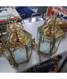 SUSPENSION DOREE VERRE BISEAUTÉ 