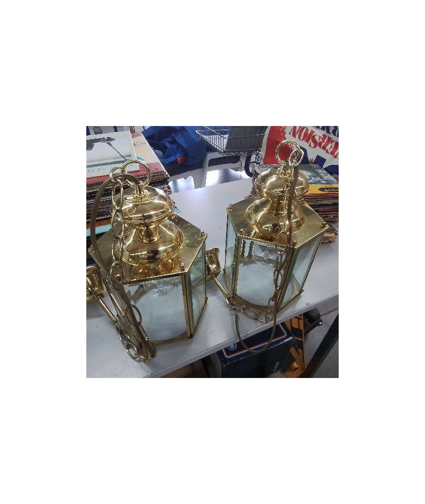 SUSPENSION DOREE VERRE BISEAUTÉ 